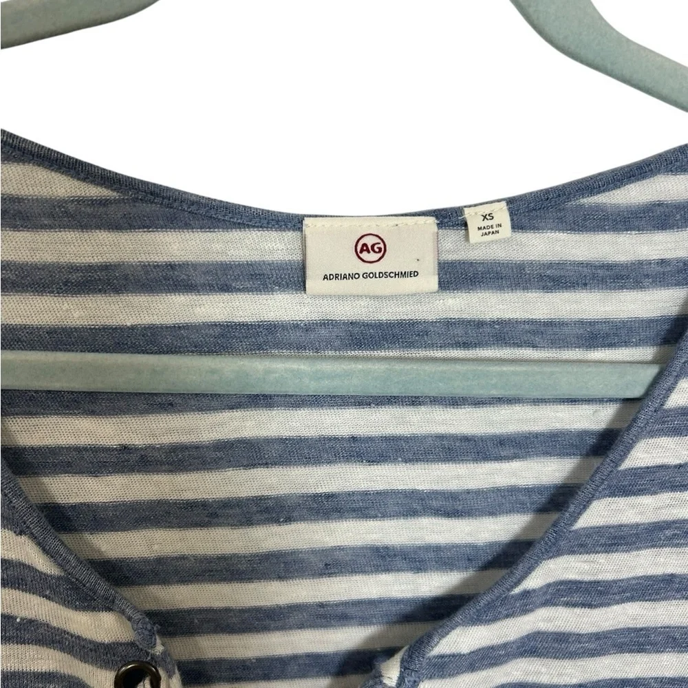 Ag Adriano Goldschmied Linen Blue Striped Lace Up Claude Maxi Dress Size XS - Picture 7 of 15